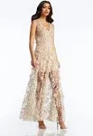 Dress the Population Sidney Deep V-Neck 3D Lace Gown