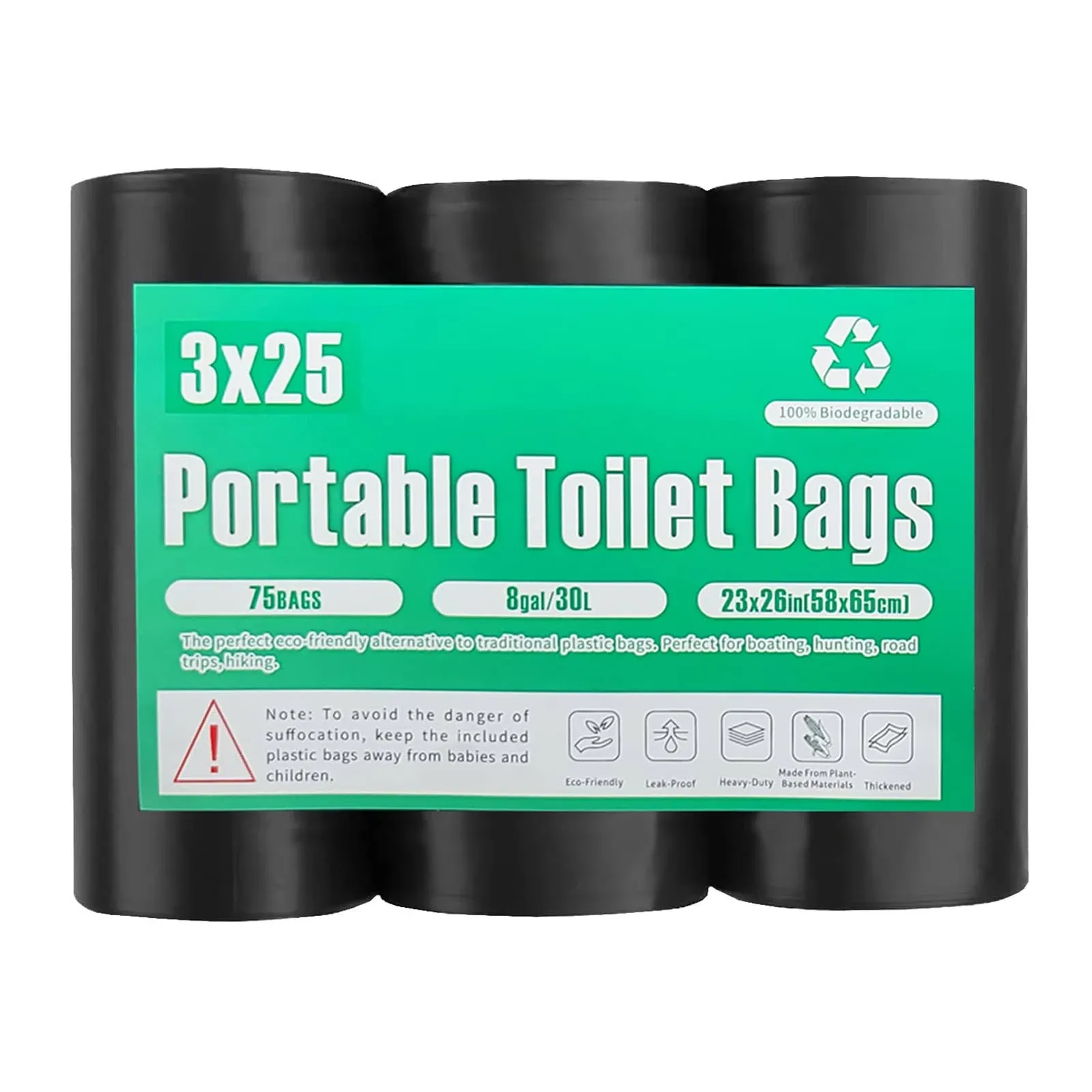 108 Portable Toilet Bags, 8 Gallon Biodegradable Camping Toilet Bags for Portable Potty, Thickened Compostable Toilet Waste Bags for 5 Gallon Bucket Trash Can Bin Liner RV Toilet Camping Car Outdoor