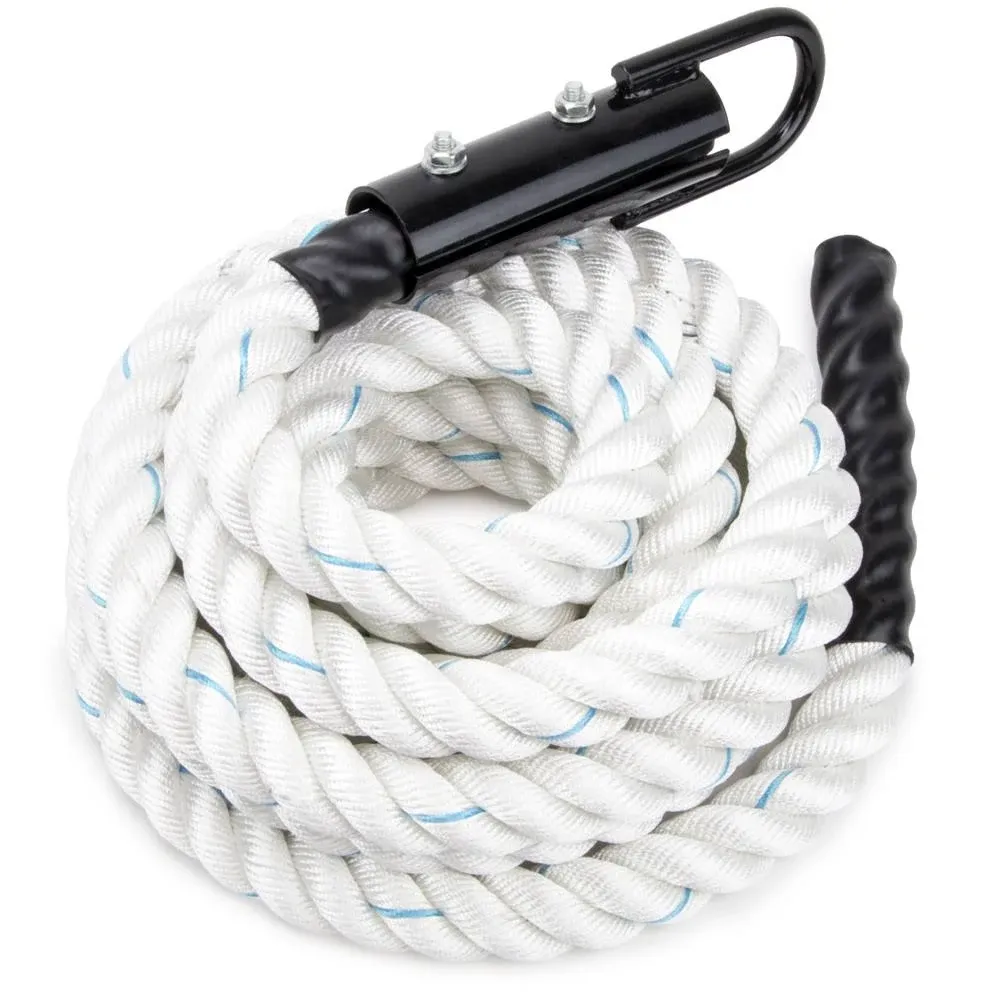 Crown Sporting Goods Braided 1.5&#034; Thick Gym Climbing Rope with Metal Eyehook