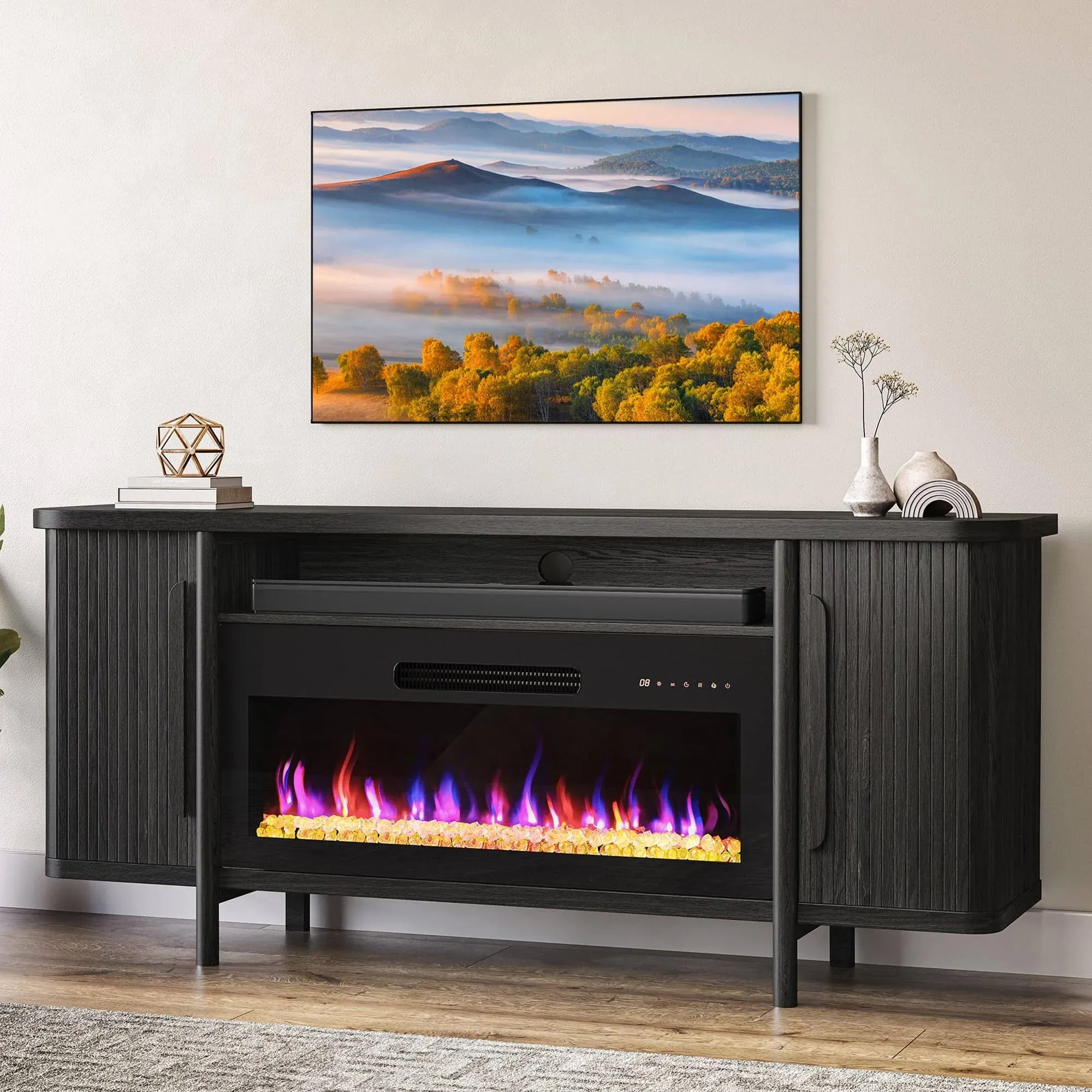 Belleze Portman 66" TV Stand with 36" Electric Fireplace