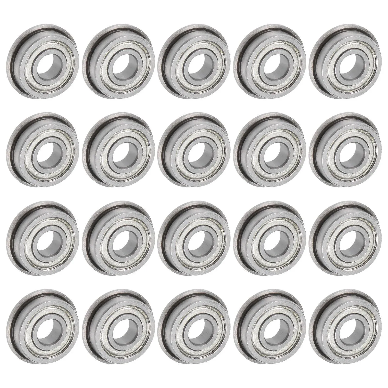 uxcell F695ZZ Flanged Ball Bearing 5x13x4mm Double Shielded Chrome Steel Flange Bearings, 20pcs