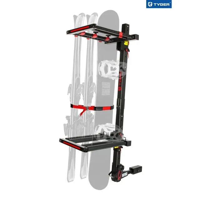 The Tyger Auto Tg-Rk1B707B Folding Hitch-Mounted Ski/Snowboard, And Tilt Access.