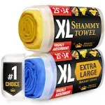 Premium Shammy Towel for Car - 2 Pack - XL Size (25”x34”) - Chamois Cloth for Car - Super Absorbent - Spots and Scratch-Free Car Shammy Towel - Easy to Use - Reusable