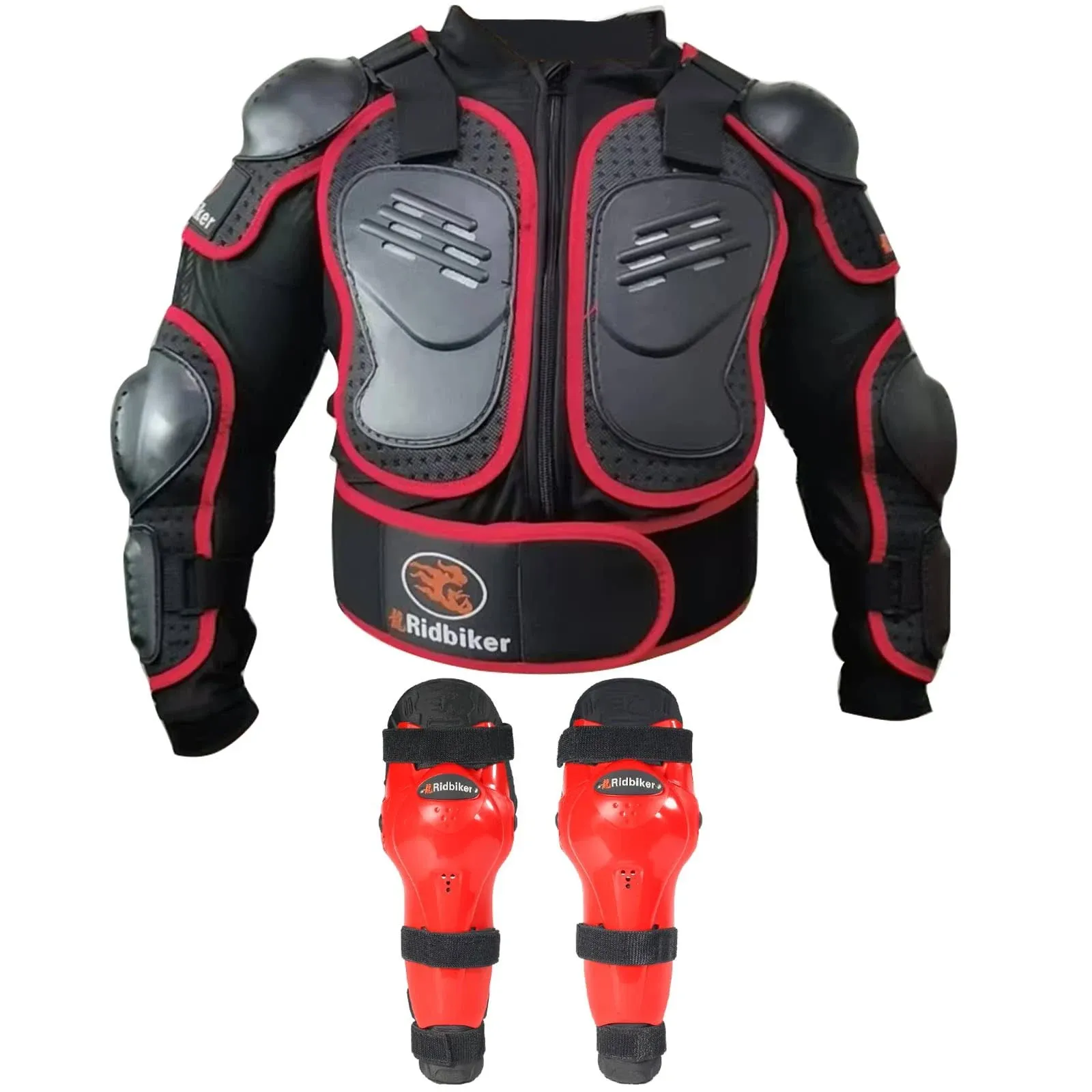 Kids Dirt Bike Gear Chest Spine Protector Body Armor Jacket Elbow Knees Shin Pad ...