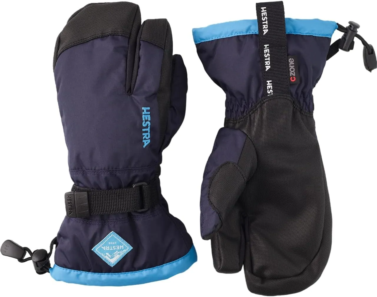 Hestra Gauntlet CZone Junior Glove (Youth 4-13yrs) | Waterproof, Insulated 3-Finger Kids Snow Gloves for Winter, Skiing & Playing in The Snow