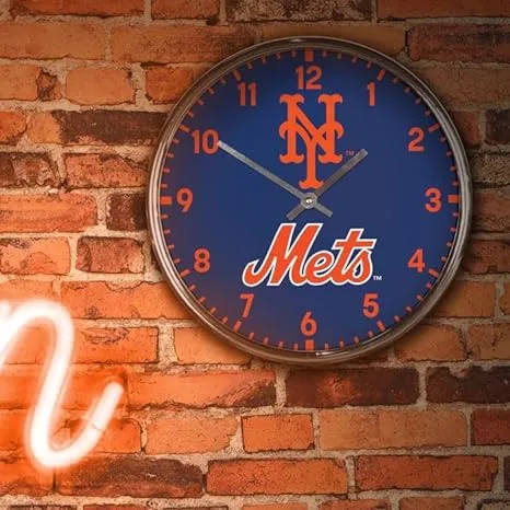 WinCraft New York Mets Round Chrome Wall Clock