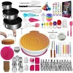 CAKE DECORATING KIT Baking Supplies Springform Pans Turntable Piping Tips RFAQK