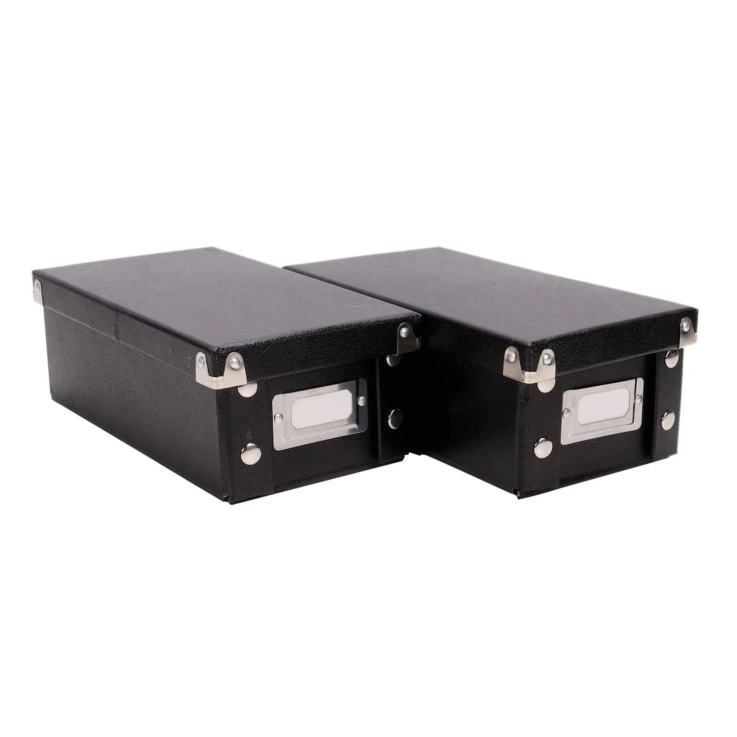 Snap-N-Store Index Card Holder Storage Box - Collapsible Organizer Box Fits 1100 Flash Cards - Business, Recipe, or Note Card - 3 x 5, 2 Pack, Black