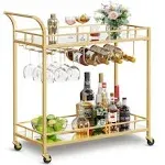 Vasagle Bar Cart Home Bar Serving Cart Wine Cart with 2 Mirrored Shelves