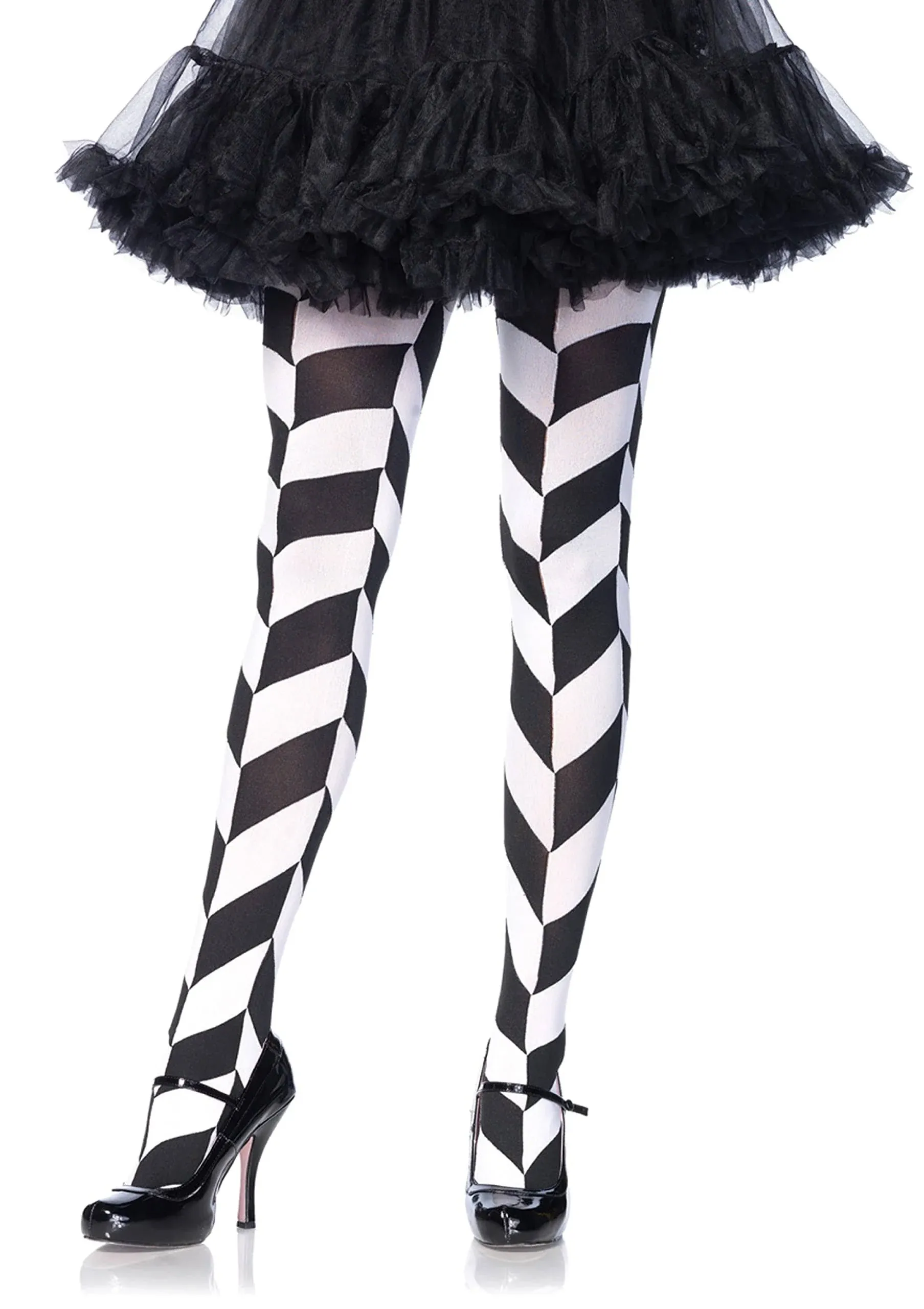 Leg Avenue Adult CHEVRON ILLUSION Opaque TIGHTS OS NEW Costume HARLEQUIN 