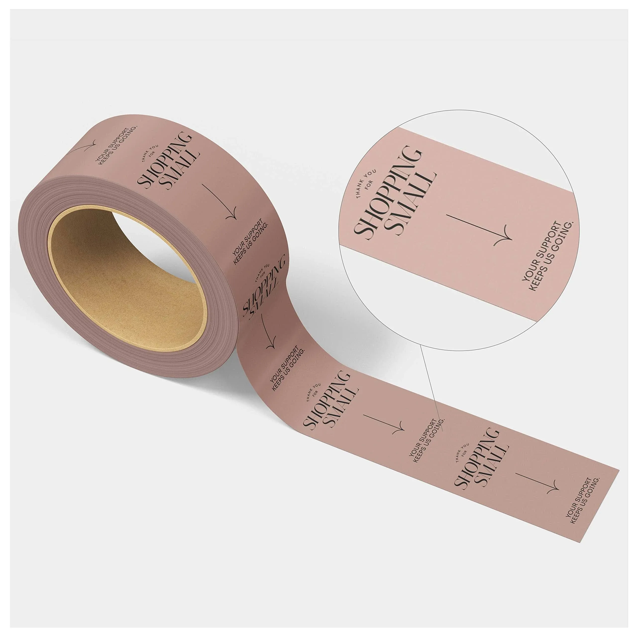 Thank You for Shopping Small, Blush Black Cute Designer Packing and Shipping Tape for Small Business - Decorative Printed Packaging Tape, 1.88" x 110 Yards (330 feet)