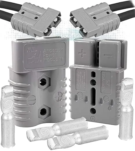 Generic (1 Pair) Anderson SB175 2-Pole Power Ground Quick Disconnect 175A (Grey (#4 SWG))