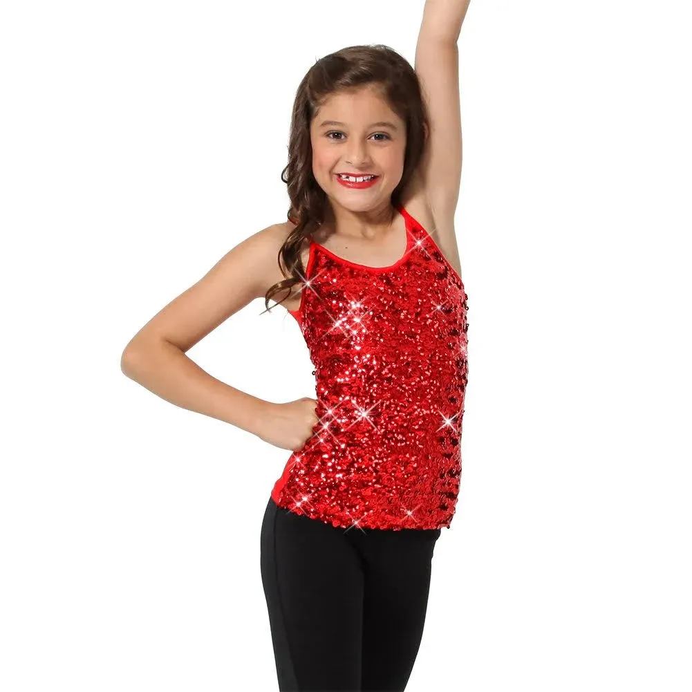 Sparkly Sequin Tank Top Camisole Adjustable Straps | Girls Tops