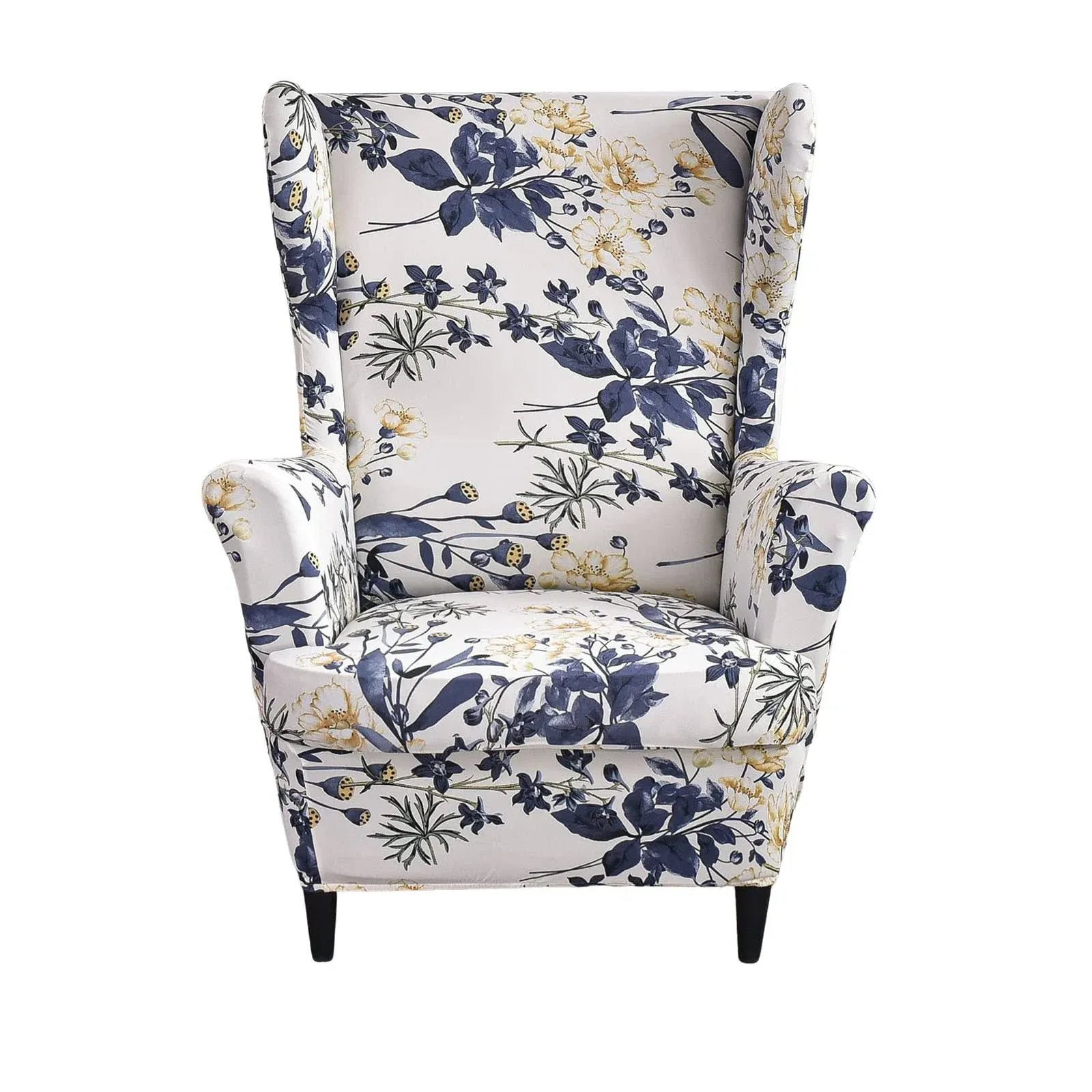 Ancheng Wing Chair Slipcovers 2 Pieces Stretch Spandex Wingback Chair Covers Sofa Slipcover Printing Wingback Armchair Slipcovers Furniture Protector