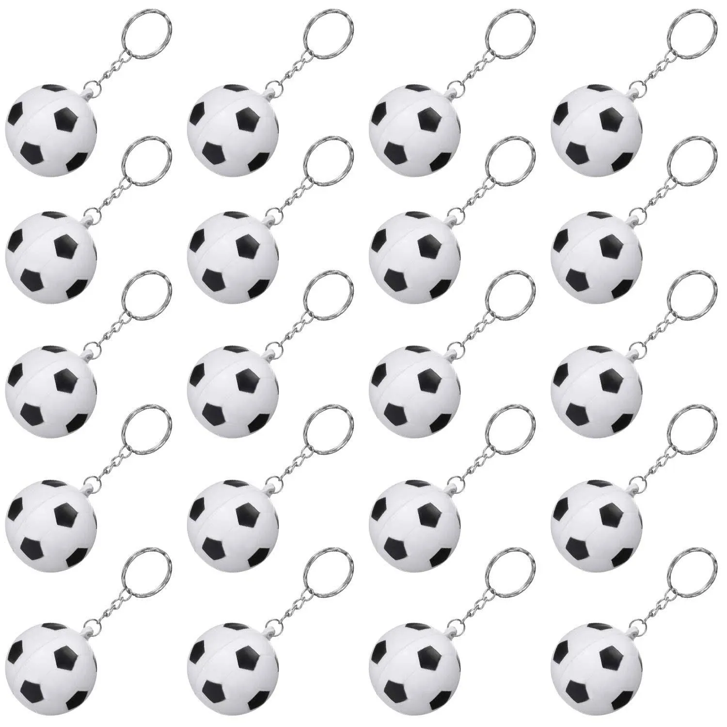 Blulu 20 Pack Soccer Keychains Soccer Stress Ball Sports Ball Keychain for Party Favors Soccer Key Chain for Boys School Carnival Reward Party Bag Gift Fillers