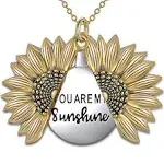 Sunflower You Are My Sunshine Pendant Necklace