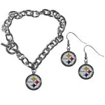 Siskiyou Pittsburgh Steelers Chain Bracelet and Dangle Earring Set