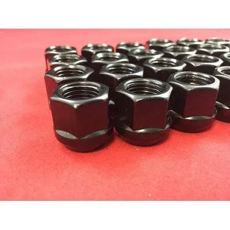 Customadeonly (Set of 20) Open End Bulge Acorn Steel Lug Nuts - M12x1.25 Thread Studs, 19mm Hex, Black Zinc Finish - Wheel Conical Cone Seat