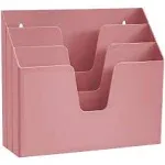 Acrimet Horizontal Triple File Folder Holder Organizer (Solid Pink Color)