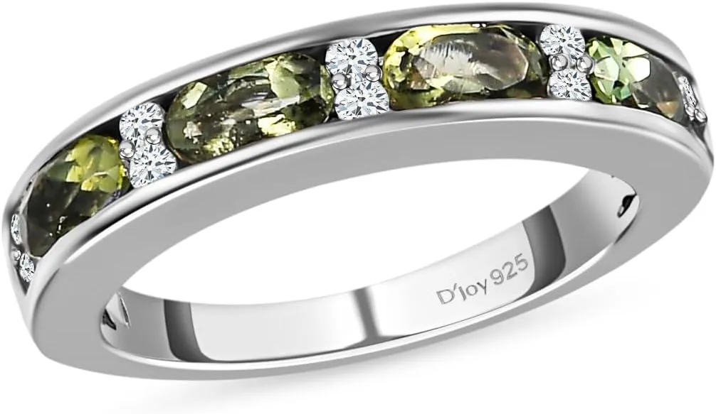 Shop LC Moldavite Zircon Eternity Ring 925 Sterling Silver Wedding Band for Women Christmas Gifts