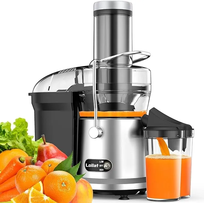 Loilat Juicer Machine, 1200W Juicer with 3" Feed Chute for Whole Fruits and Veg, Dual Speeds Centrifugal Juice Extractor, High Juice Yield, Full