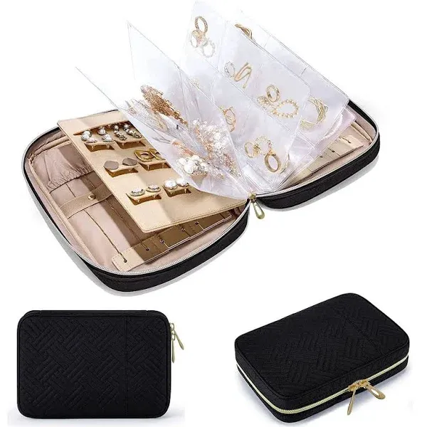 Travel Jewelry Organizer LAEDO Case Transparent Storage Book with Pockets ...