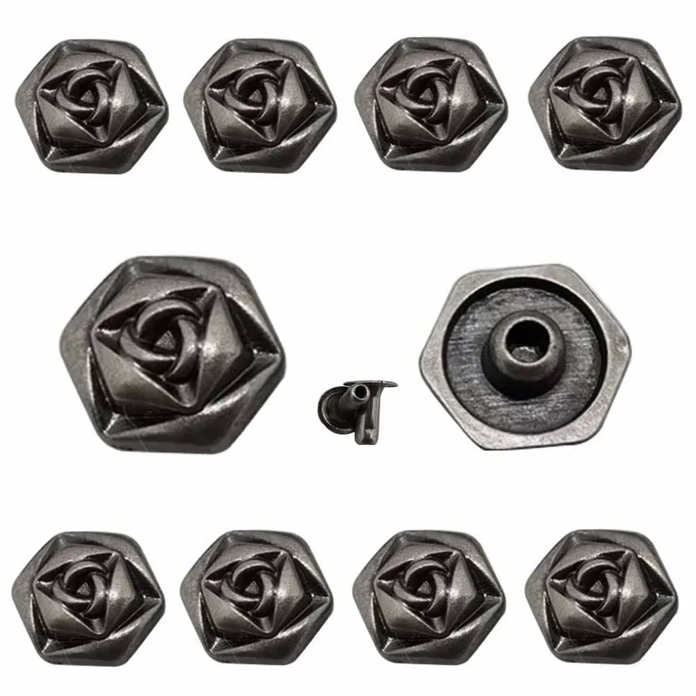 Mingchen Retro Stereoscopic Small Rose Flower Decorative Rivet Buttons Metal ...