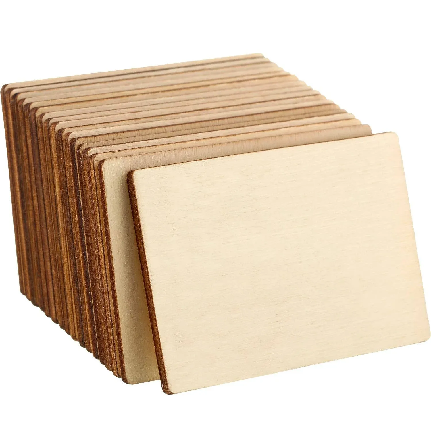 50 Pieces Blank Wood Squares Wood Pieces Unfinished round Corner Square Wooden C