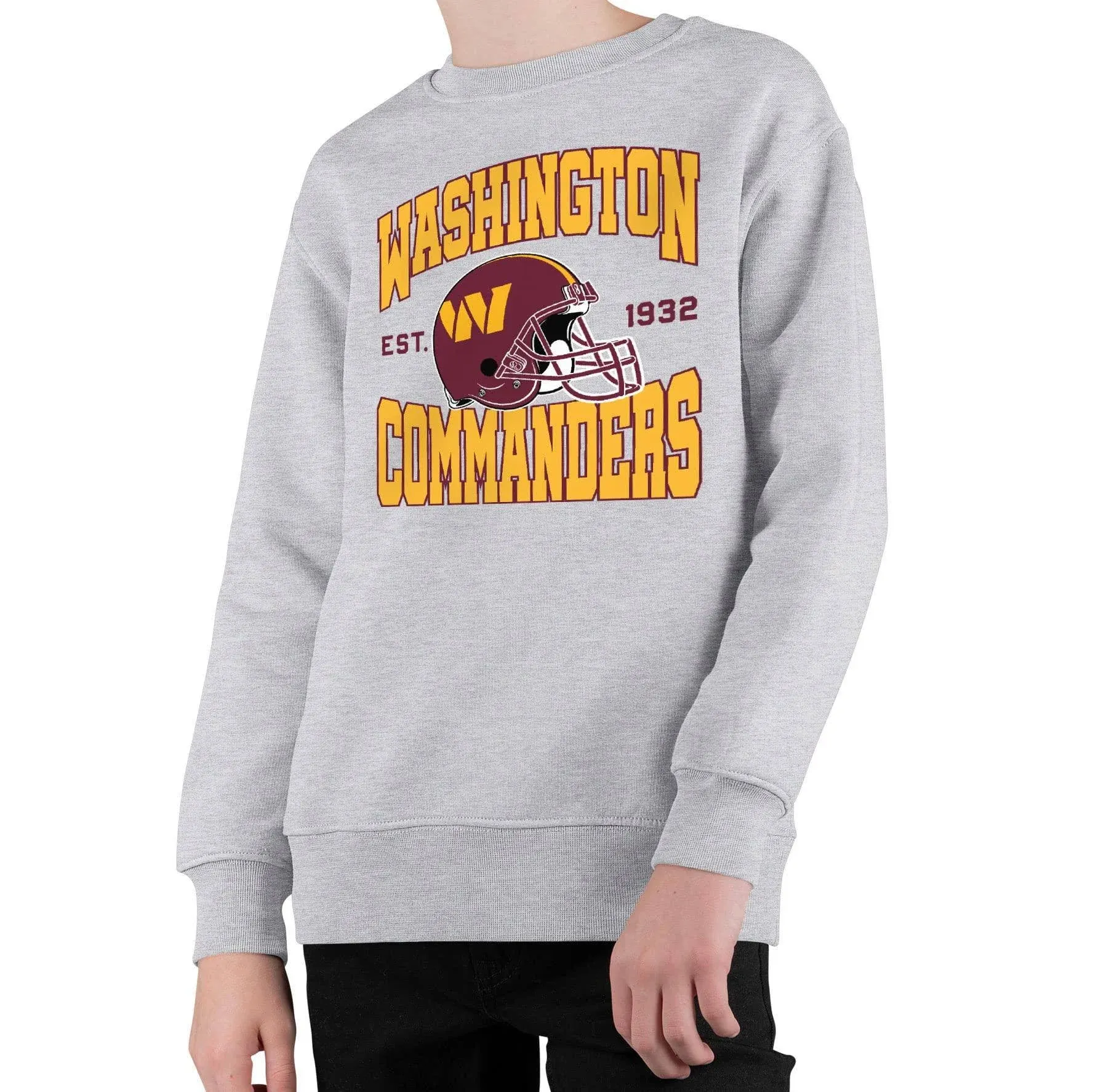 Junk Food Clothing x NFL - Team Helmet - Kids Crewneck Sweatshirt for Boys and Girls - Officially Licensed NFL Apparel