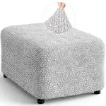 Microfibra Collection Stretch Ottoman Slipcover - Easy to Clean & Durable PAULATO by GA.I.CO. Size: 23" H x 42" W x 32" D Fabric Type: Pearl Polyester