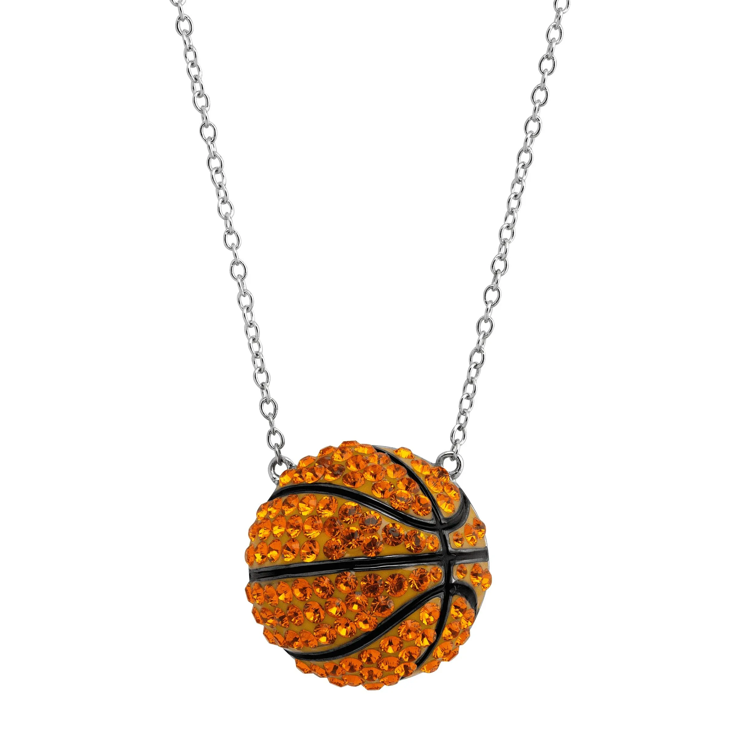 Crystaluxe Basketball Pendant with Swarovski Crystals in Sterling Silver