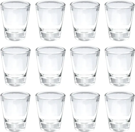 Thirsty Rhino Karan, Round 1.5 oz Shot Glass with Heavy Base, Clear Glass, Set of 12