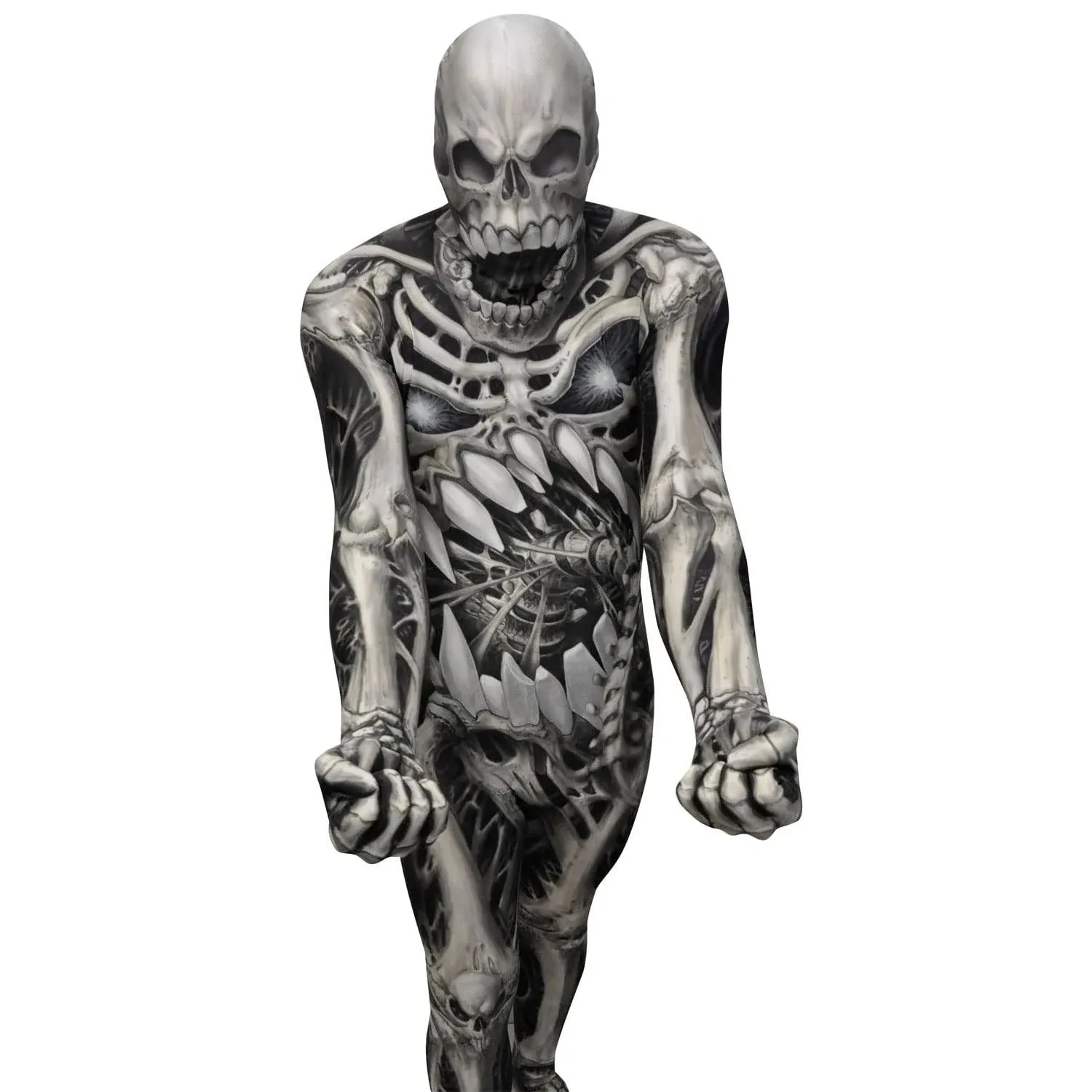 Unisex Skull and Bones Morph Suit Adult SIZE MEDIUM Halloween Costume