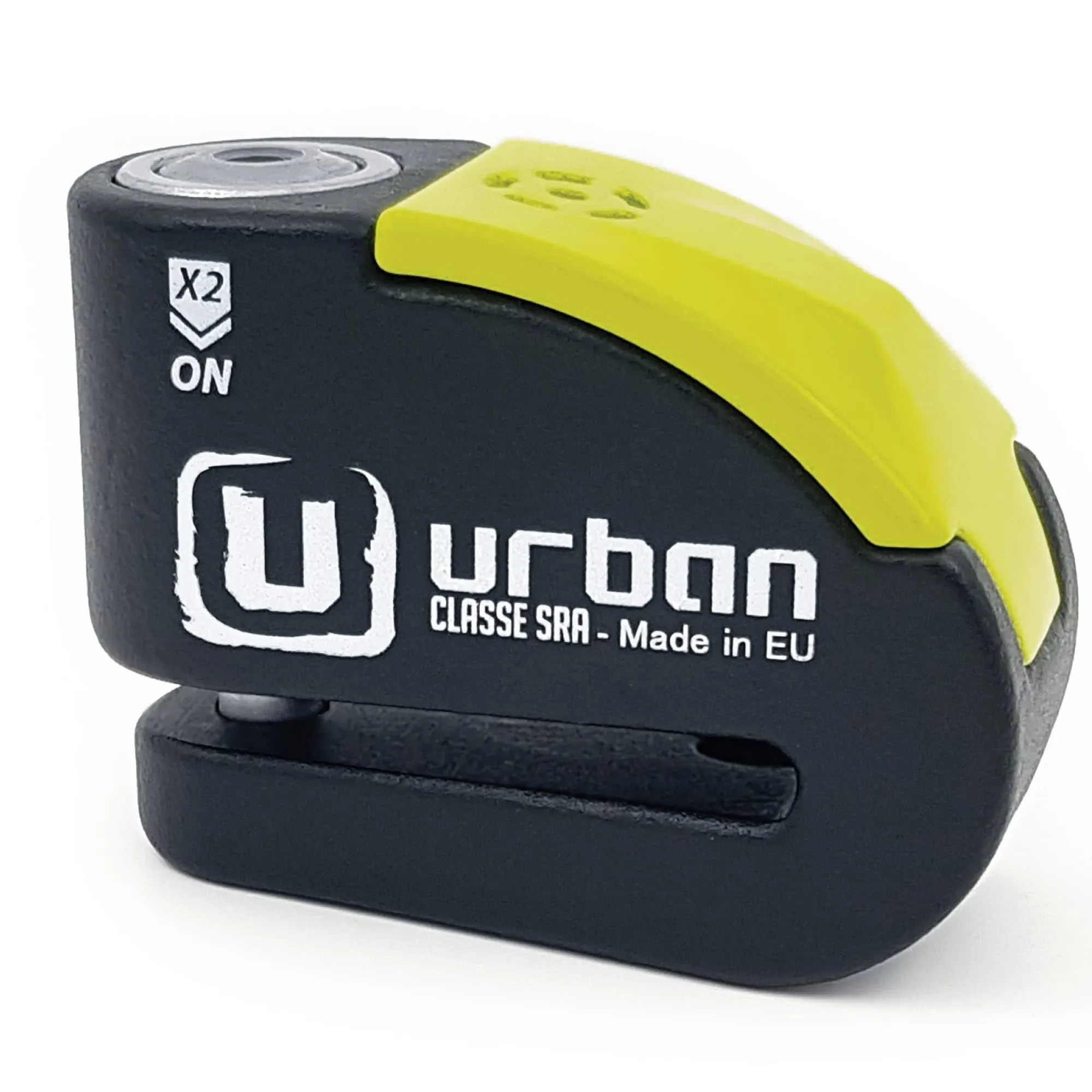 Urban UR10 Hi-Tech Disc Lock with or Without Alarm x2 ON, Approved SRA, Warning LED, A+ Sensitivity, ø10 Double Lock Anti-Saw Security, Heavy Duty Anti Theft Wheel Brake Lock for Motorcycle, Scooter