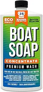 Premium Grade Boat Soap Marine Concentrate Cleaner Boat Wash Soap and Wax for Fresh and Salt Water Use Clean Fiberglass Boat Hulls Boat Cleaning Supplies RV Products Boat Cleaner