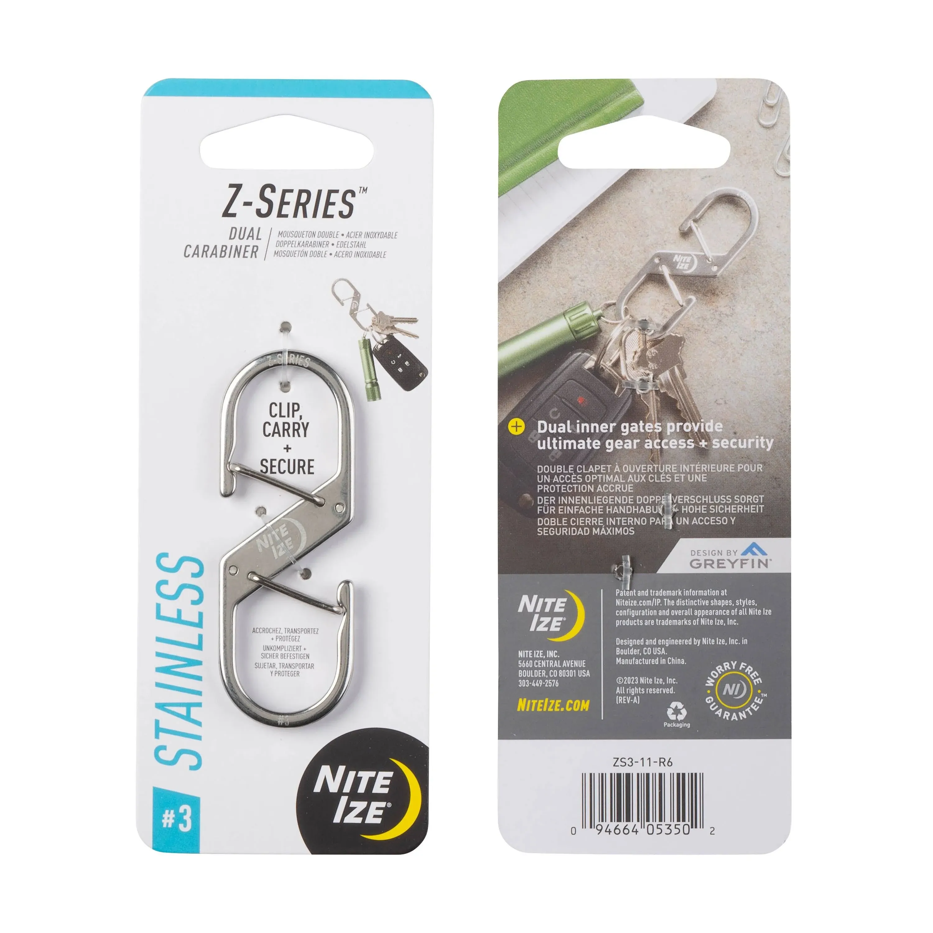 Nite Ize Z-Series #3 Dual Carabiner - Stainless Steel