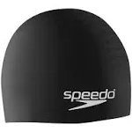 Speedo Solid Silicone Swim Cap Black One Size NIB