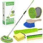 Wontolf 62'' Car Wash Brush with Long Handle Chenille Microfiber Car Wash Mop Mitt Wheel Brush Car Cleaning Kit Windshield Window Squeegee