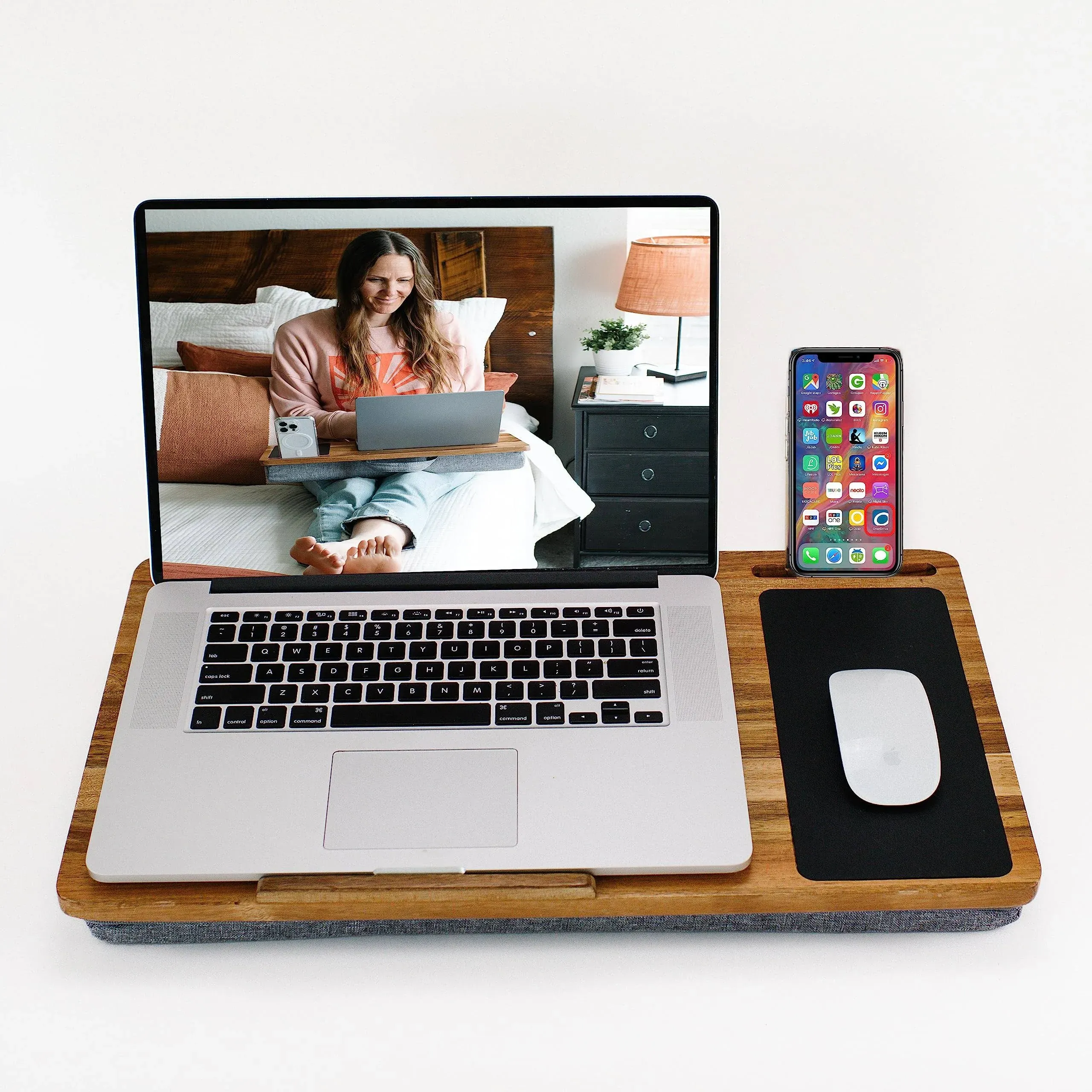 Lap Desk, Laptop Lap Desk with Cushion Made with Premium Real Acacia Wood. Lap 