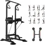 Pull Up Dip Station Power Tower w/Backrest, Adjustable Height Pull Up Bar Stand