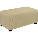 Easy-Going Stretch Ottoman Cover Folding Storage Stool Furniture Protector Soft Rectangle Slipcover with Elastic Bottom(Ottoman Large,Beige)