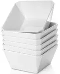 Porcelain Cereal Bowls, 16 oz Square Serving Bowls Set, 5 Inch White Ceramic Bowls for Salad, Soup, Snack, Dessert and Marmalade, Dishwasher & Microwave Safe, Set of 6