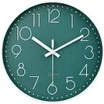 jomparis 12 inch Silent Non-Ticking Battery Operated Round Wall Clock Easy to Read Peacock Color Wall Clocks