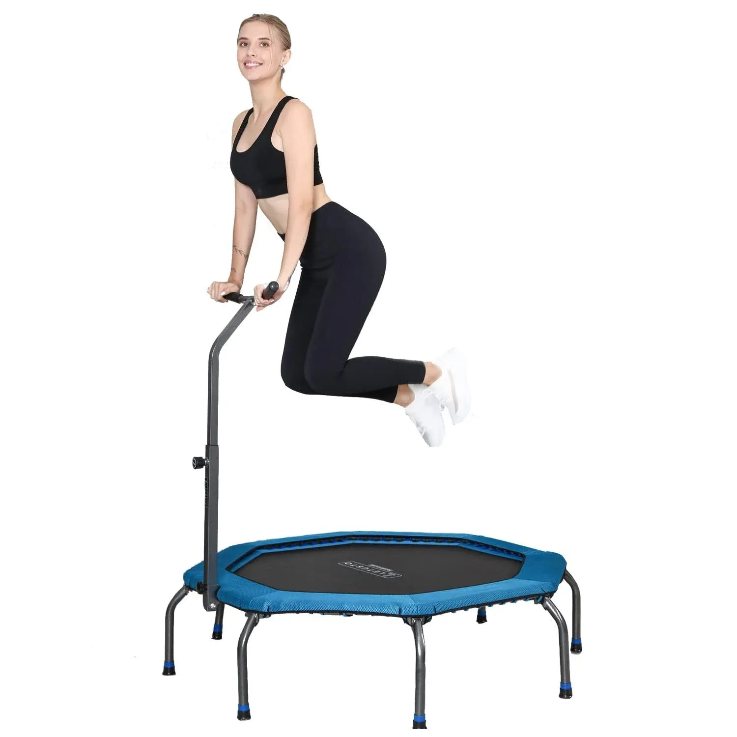 Letusto Indoor Trampoline (47 inches) with Carry Bag - Easily Foldable &amp; Blue 