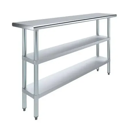 14x60 Prep Table with Stainless Steel Top and 2 Shelves