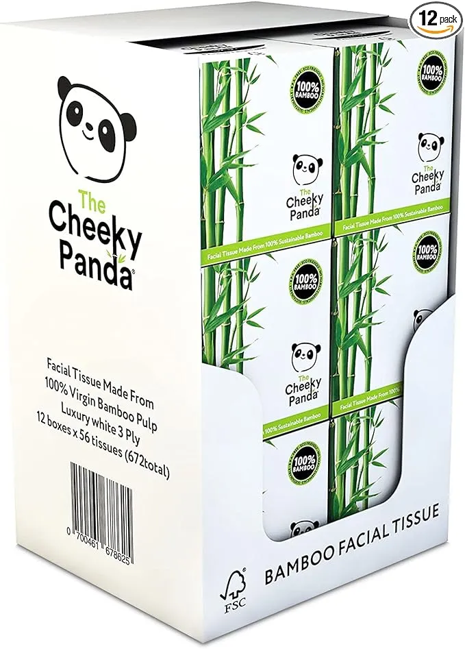 The Cheeky Panda Bamboo Facial Tissues Boxes | 12 x Tissue Boxes | Soft 3 Ply Bamboo Tissue Paper Bulk | Sustainable Tissues Cube BoxThe Cheeky Panda Bamboo Facial Tissues Boxes | 12 x Ti…