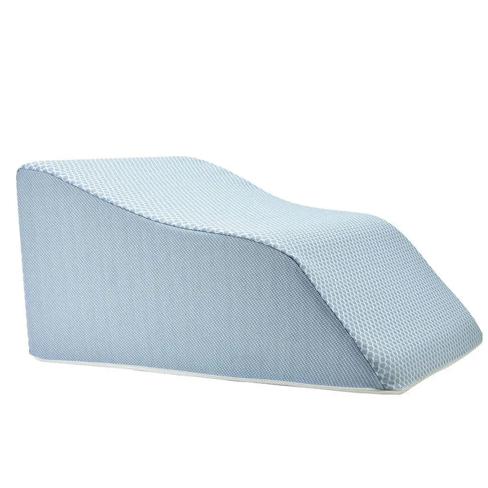 Lounge Doctor Elevating Leg Rest Wedge Pillow with Memory Foam, Light Blue, Large