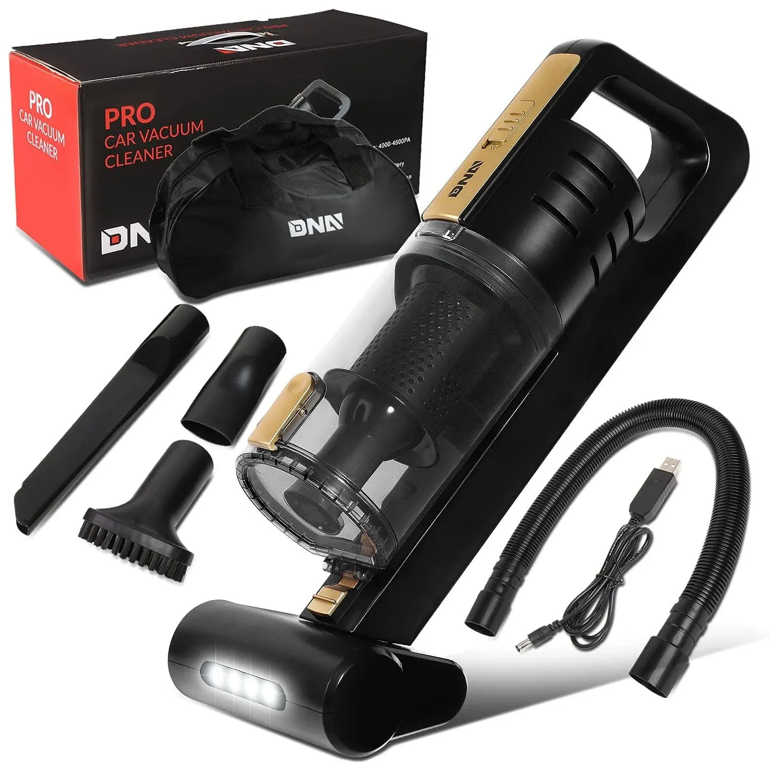 DNA Motoring for Glossy Black / Gold LED Light Mini Handheld Cordless Motorized ...