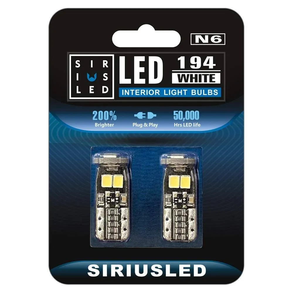 SIRIUSLED N6 194 Extremely Bright 3030 Chipset LED Bulbs for Car Interior Lig...