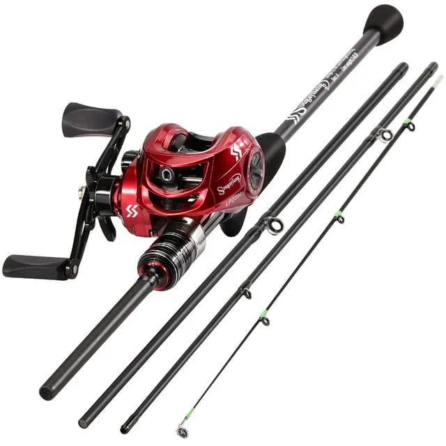 Sougayilang 7ft Casting Rod and Reel Combo 4 Piece Fishing Pole with 18+1 BB Baitcaster Reel Setup